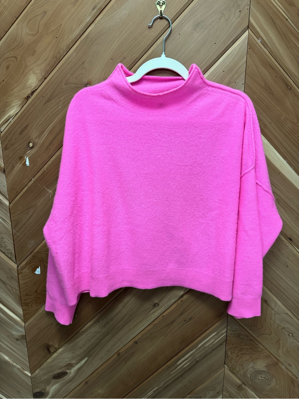Anthropologie The Alani Cashmere Sweater Candy Pink Large Petite